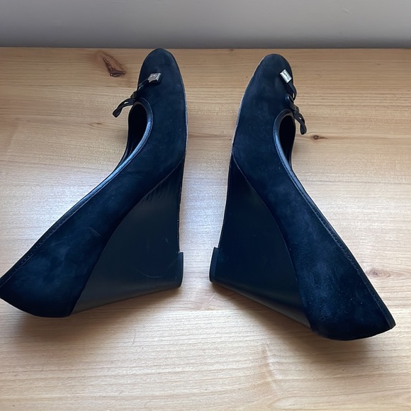 Coach Black Suede Wedge Shoes. - Picture 8 of 16